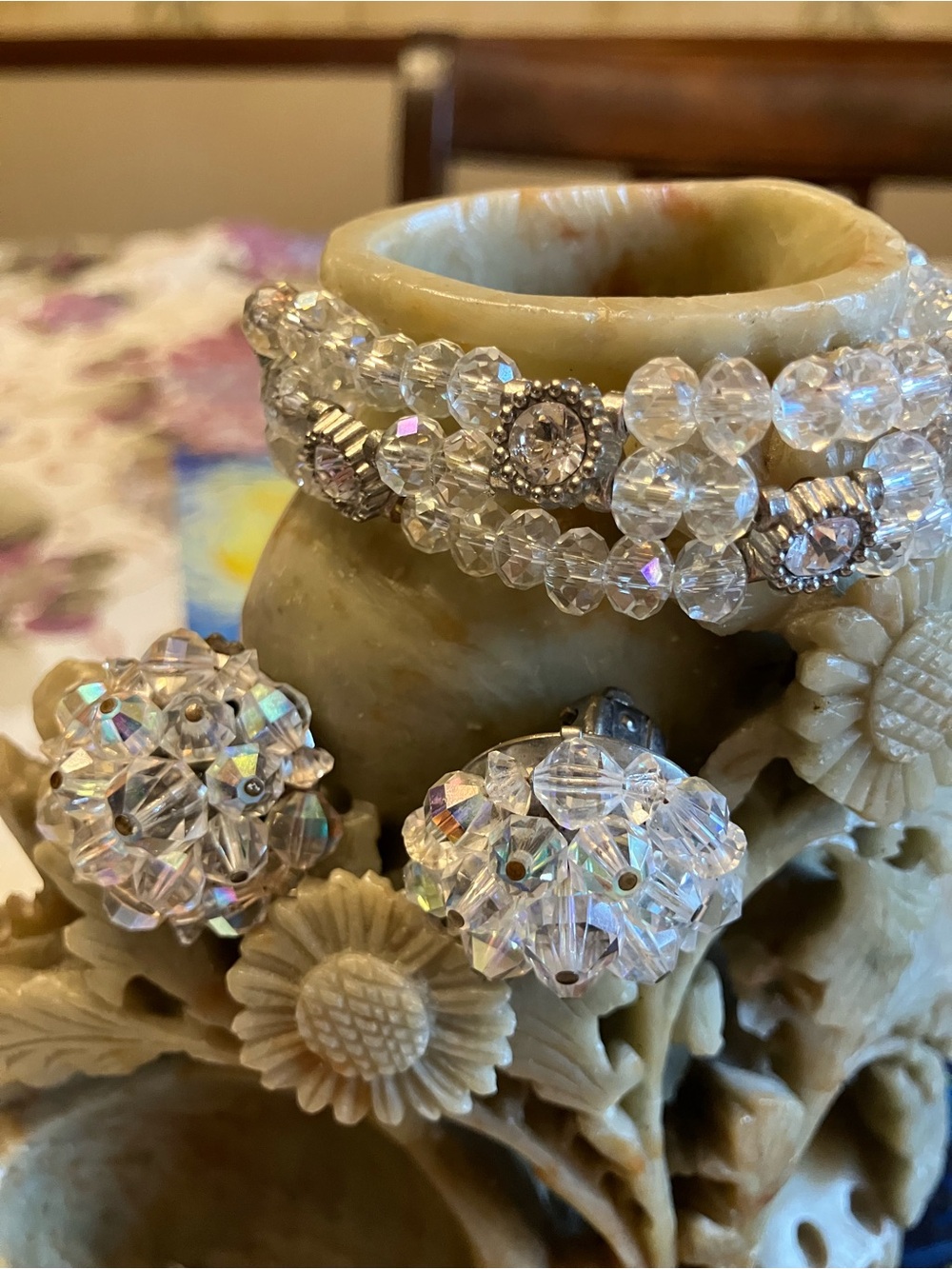 CUT CRYSTAL AND AB CRYSTAL BRACELETS AND EARRINGS